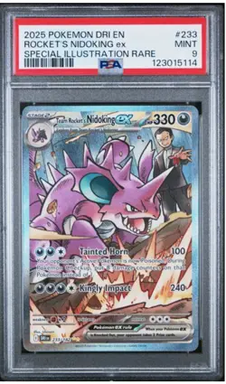 Team Rockets Nidoking EX Sir 233/182 PSA9 Pokemon TCG Destined Rivals - Image 1