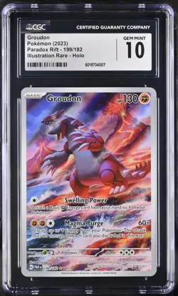 CGC 10 GEM MINT GROUDON Illustration Rare Pokemon Paradox Rift 199/182 - Image 1