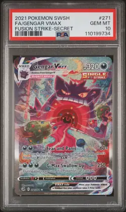 2021 POKEMON SWORD & SHIELD FUSION STRIKE SECRET FULL ART/GENGAR VMAX PSA 10 - Image 1