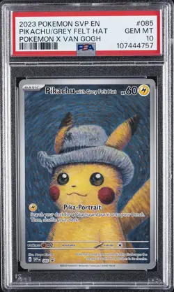 2023 POKEMON SVP EN-SV BLACK STAR PROMO #085 PIKACHU WITH GREY FELT HAT PSA 10 - Image 1