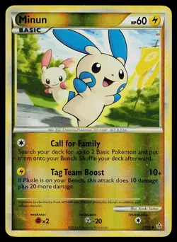 Pokemon Unleashed 34/95 Minun Reverse Holo LP - Image 1