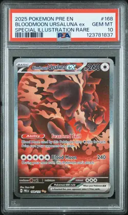 2025 POKEMON PRE EN-PRISMATIC EVOLUTIONS #168 BLOODMOON URSALUNA EX PSA 10 - Image 1