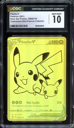 Pokemon Celebrations Pikachu V Black Star Promo SWSH145 CGC 10 GEM MINT - Image 1