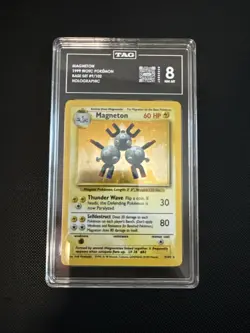 TAG 8 Pokemon TCG Magneton Base Set Holo Unlimited Rare Card 9/102 - Image 1