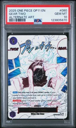 Gear Two PSA 10 One Piece English Card Luffy D. Monkey OP11-080 Alt Art 2025 - Image 1