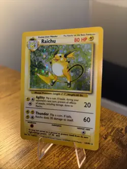 Pokemon TCG Raichu Holo Rare Card 14/102 Base Set English Edition - Image 1