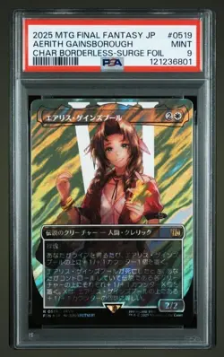 2025 MTG FF Aerith JP Surge Foil PSA9 #0519 Borderless Cleric Mint Promo - Image 1