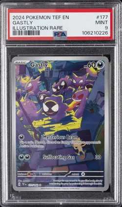 2024 POKEMON TEF EN-TEMPORAL FORCES ILLUSTRATION RARE #177 GASTLY PSA 9 - Image 1