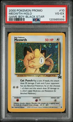 2000 POKEMON PROMO BLACK STAR GAME BOY #10 MEOWTH-HOLO PSA 4 - Image 1