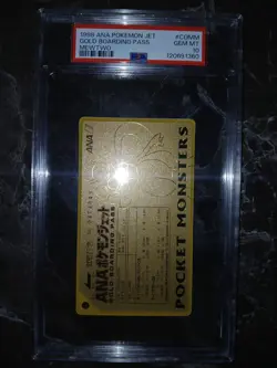 1998 ANA POKEMON JET GOLD BOARDING PASS PSA 10 GEM MINT MEWTWO POCKET MONSTERS - Image 1