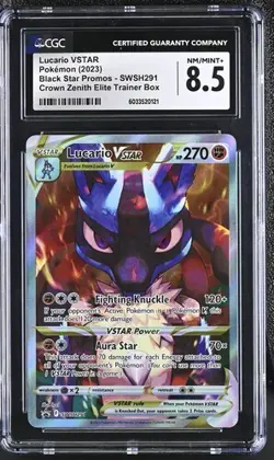 CGC 8.5 LUCARIO VSTAR SWSH291 CROWN ZENITH ETB BLACK STAR PROMOS POKEMON MINT - Image 1
