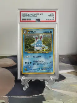 Pokemon Card Azumarill - Japanese Neo Genesis Set No. 184 - PSA 8 NM-MT Holo - Image 1