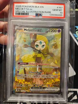 2025 POKEMON BLK EN-BLACK BOLT SPECIAL ILLUSTRATION RARE #167 MELOETTA EX PSA 10 - Image 1