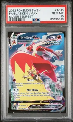 2022 POKEMON SWORD & SHIELD SILVER TEMPEST #TG15 FULL ART/BLAZIKEN VMAX PSA 10 - Image 1