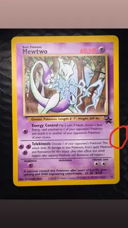 TCG Pokemon English Vintage Card Mewtwo 12/53 Wotc Promo Regular - Image 3