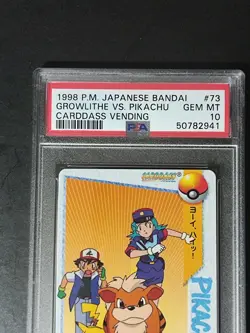 Growlithe VS Pikachu Carddass Vending Series #73 Bandai Pokemon Card 1998 PSA 10 - Image 3