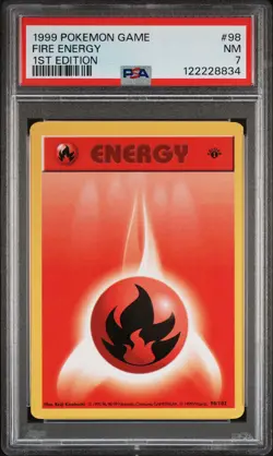 1999 POKEMON BASE SET 1ST EDITION #98 FIRE ENERGY PSA 7 - Image 1