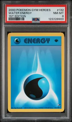 2000 POKEMON GYM HEROES 1ST ED #132 WATER ENERGY PSA 8 - Image 1