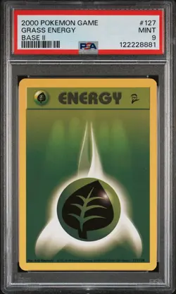 2000 POKEMON BASE SET 2 #127 GRASS ENERGY PSA 9 - Image 1