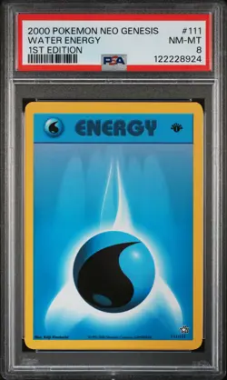 2000 POKEMON NEO GENESIS 1ST ED #111 WATER ENERGY PSA 8 - Image 1