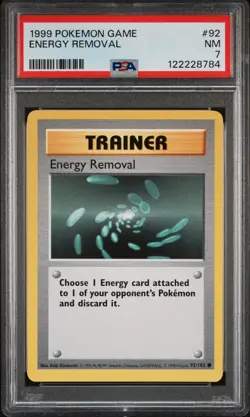 1999 POKEMON BASE SET UNLIMITED #92 ENERGY REMOVAL PSA 7 - Image 1