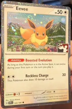 Eevee 143/191 NM Cosmos Holo STAMPED SSP [Play! Pokemon Prize Pack Series 7] - Image 3