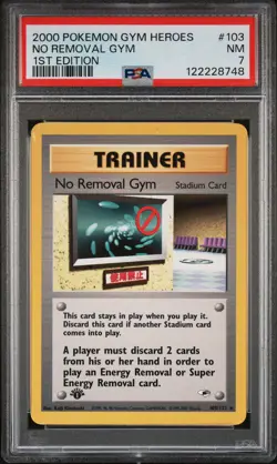 2000 POKEMON GYM HEROES 1ST ED #103 NO REMOVAL GYM PSA 7 - Image 1