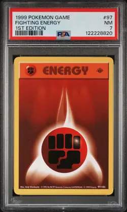 1999 POKEMON BASE SET 1ST EDITION #97 FIGHTING ENERGY PSA 7 - Image 1