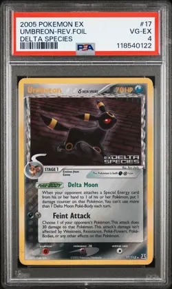 2005 POKEMON EX DELTA SPECIES #17 UMBREON-REVERSE FOIL PSA 4 - Image 1