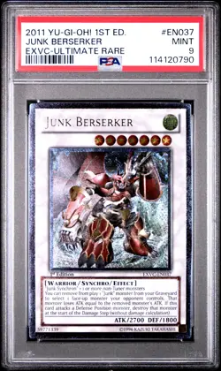 2011 YU-GI-OH! EXVC-EXTREME VICTORY 1ST ED-ULTIMATE RARE JUNK BERSERKER PSA 9 - Image 1