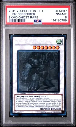 2011 YU-GI-OH! EXVC-EXTREME VICTORY 1ST ED-GHOST RARE JUNK BERSERKER PSA 8 - Image 1