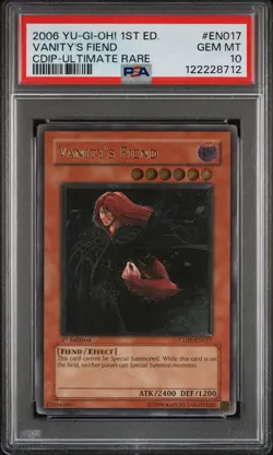 2006 YU-GI-OH! CDIP-CYBERDARK IMPACT 1ST ED-ULTIMATE RARE VANITY'S FIEND PSA 10 - Image 1