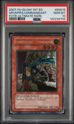 2007 YU-GI-OH! FOTB-FORCE OF THE BREAKER #EN015 GRAVEKEEPER'S COMMANDANT PSA 10 - Image 1