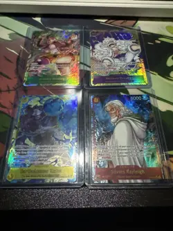 One Piece Card Game Alt Art SEC Lot (Kuma, Bonney, Rayleigh, Luffy) - Image 1