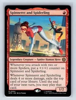 Spinneret and Spiderling #94 Regular Rare MTG 2025 Marvel's Spider-Man (SPM) - Image 1