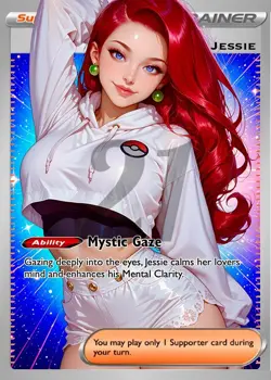 Jessie Mystic Gaze - Rainbow Holo Full Art Waifu Pokemon Card #1 - Image 1