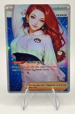 Jessie Mystic Gaze - Rainbow Holo Full Art Waifu Pokemon Card #1 - Image 2