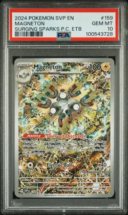 2024 POKEMON SVP SURGING SPARKS POKEMON CENTER ETB PROMO #159 MAGNETON PSA 10 - Image 1
