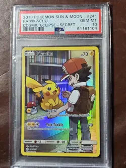2019 POKEMON /Sun & Moon /COSMIC ECLIPSE /Secret #241 Full Art /PICACHU /PSA 10! - Image 3