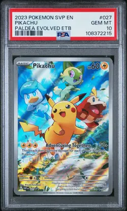 2023 POKEMON SVP EN-SV BLACK STAR PROMO #027 PIKACHU PSA 10 - Image 1