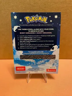 Pokemon Scarlet And Violet Serial Code Shiny Koraidon or Miraidon UNSCRATCHED! - Image 2