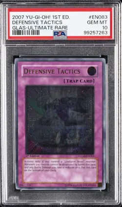 2007 YU-GI-OH! GLAS-GLADIATOR'S ASSAULT #EN083 DEFENSIVE TACTICS PSA 10 - Image 1