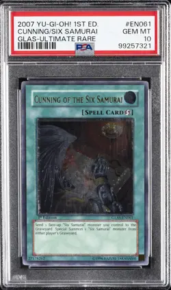 2007 YU-GI-OH! GLAS-GLADIATOR'S ASSAULT #EN061 CUNNING OF THE SIX SAMURAI PSA 10 - Image 1