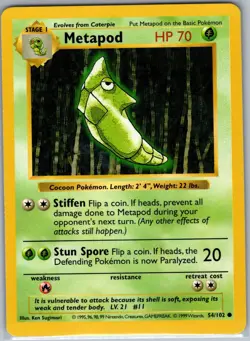Metapod 54/102 Base Set (Shadowless) - Pokemon Card - NM - Image 1