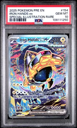 2025 POKEMON PRE EN-PRISMATIC EVOLUTIONS #154 IRON HANDS EX PSA 10 - Image 1
