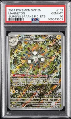 2024 POKEMON SURGING SPARKS POKEMON CENTER ETB PROMO SVP #159 MAGNETON PSA 10 - Image 1