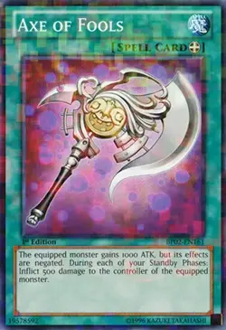 YUGIOH Axe of Fools BP02-EN161 1st edition Mosaic Rare MP - Image 1