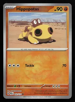 Hippopotas 052/131 Masterball Reverse Holo Prismatic Evolutions Pokemon Card - Image 1