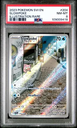 2023 POKEMON SVI EN-SCARLET & VIOLET ILLUSTRATION RARE #204 SLOWPOKE PSA 8 - Image 1