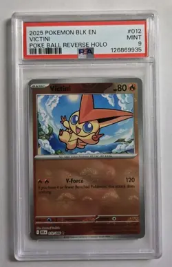 Victini Poke Ball Pattern Promo 012/086 Pokemon Black Bolt & White Flare PSA 9 - Image 1